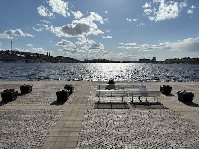 Evert Taube's Terrasse in central Stockholm, facing Riddarfjärden.