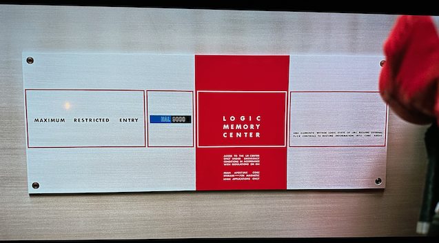 Photo of the scene showing the labeled Logic Memory Center door.