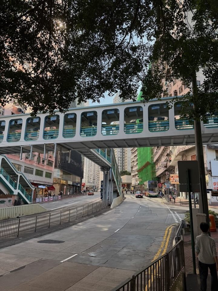 Hong Kong skywalk.