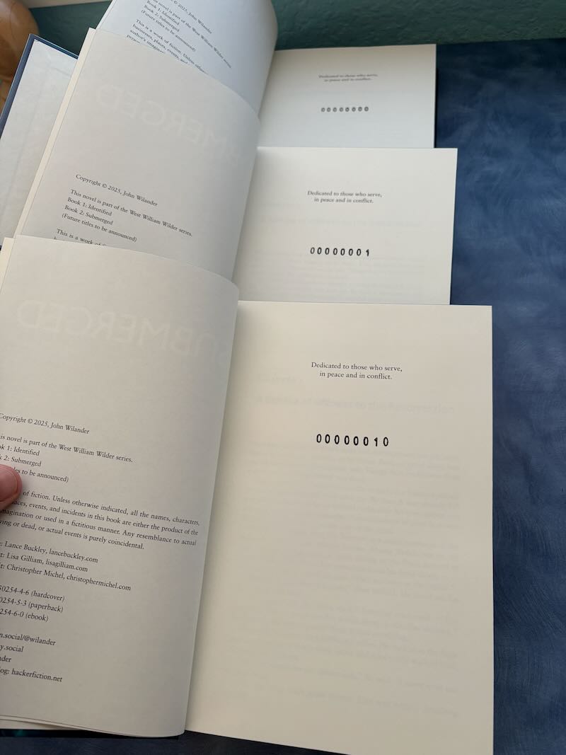 00000000 stamped to a book through the cut-out window.