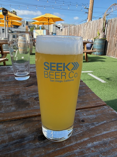 A glass of pale ale at the best brewery of the trip: Seek Beer in San Diego.