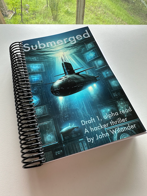 Photo of a printed copy of the draft of "Submerged."